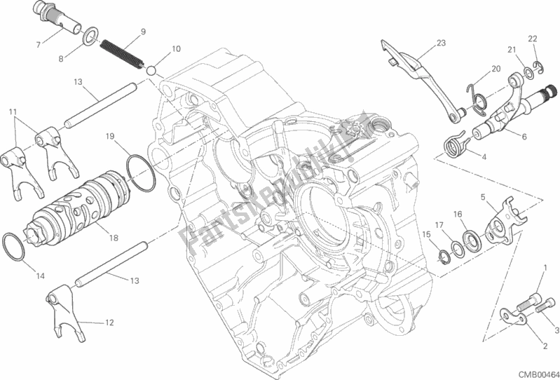 Alle onderdelen voor de Schakelnok - Vork van de Ducati Monster 1200 R USA 2017